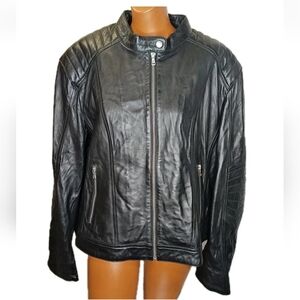 Love Your Body Lamb Leather Moto Jacket Sz 2X 3X Liquid Wet Black Biker Nwt $350